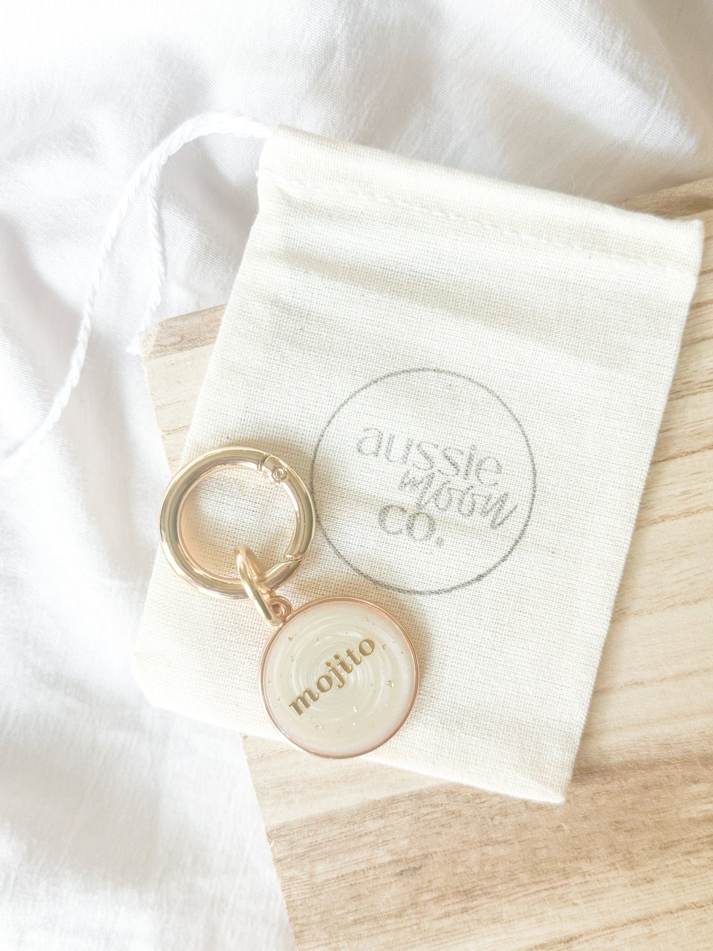 golden milk latte resin dog tag