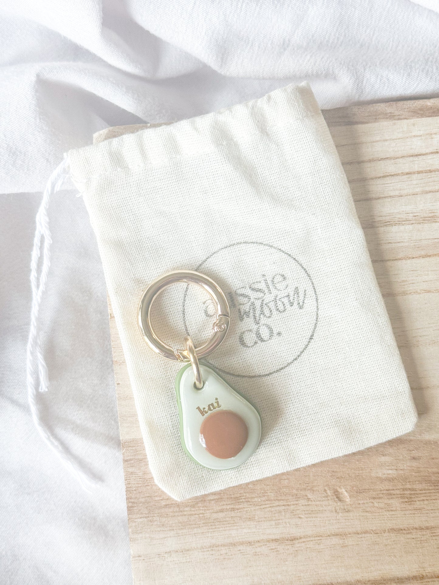 avocado oasis clay & resin dog tag